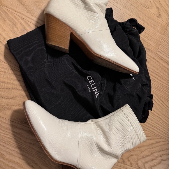 Celine Cubaine Croc-Embossed Leather Boot - Picture 1 of 3